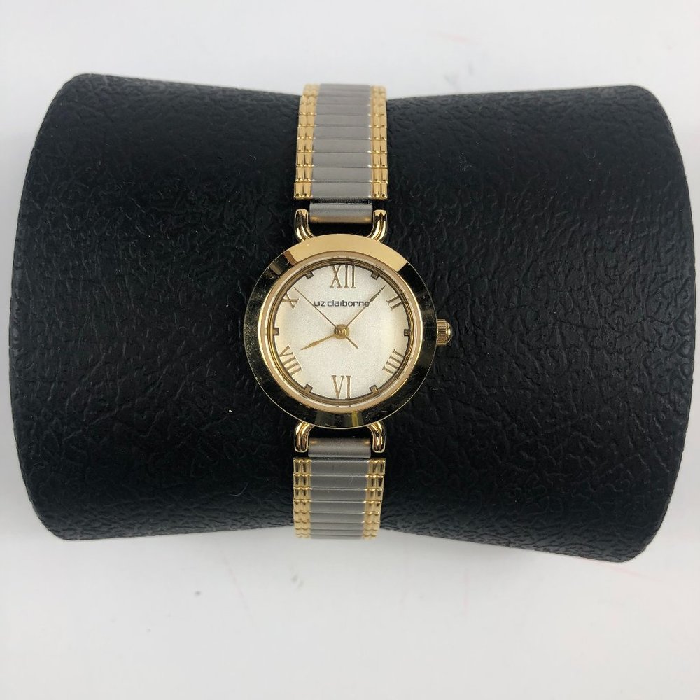 NEW - Liz Clairborne Two Tone Stretchy Flex Band Watch Minimalist Quiet Luxury